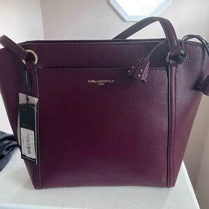 NWT KARL BURGUNDY TOTE WITH DUST BAG